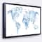 Designart - World Map Water Splash - Abstract Map Framed Canvas Art Print